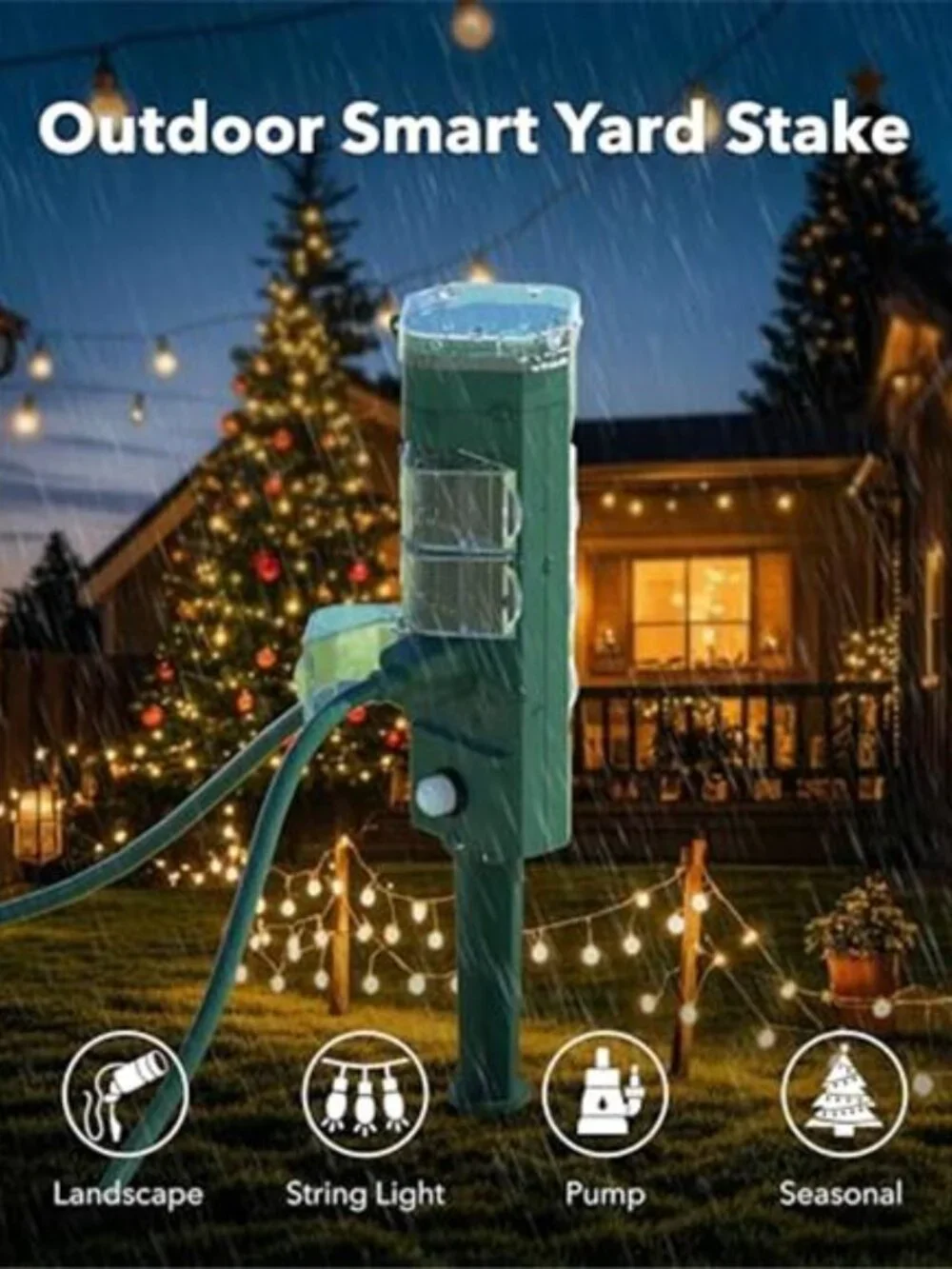 Outdoor Smart Plug Waterproof with 6 Outlets,WiFi Power Stake Timer 6Ft Cord